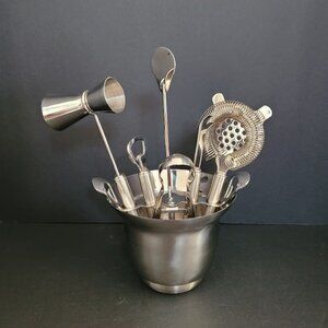 8 PIECE STAINLESS STEEL HOME BAR SET